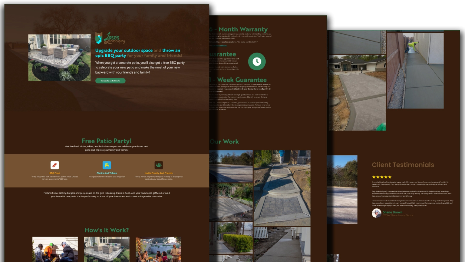 Jose's Landscaping Website Design Display