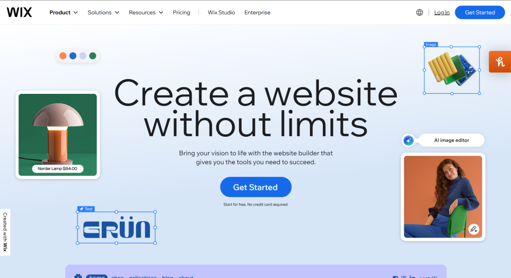 Wix website builder home page